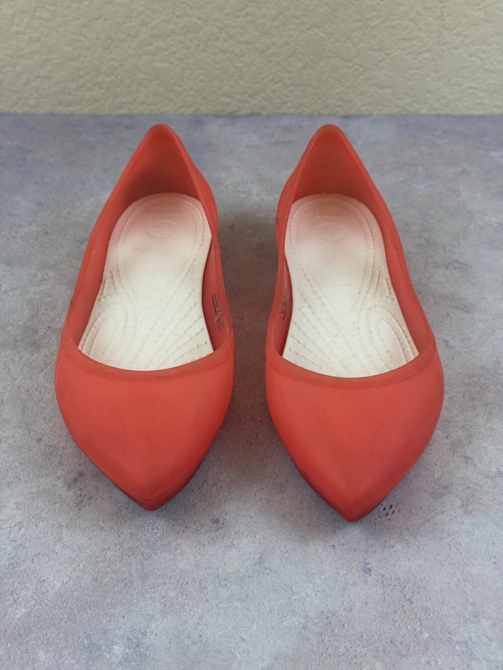 Crocs Rio Ballet Flats Womens 7 Pink Jelly Pointed Slip On Shoes 16265
